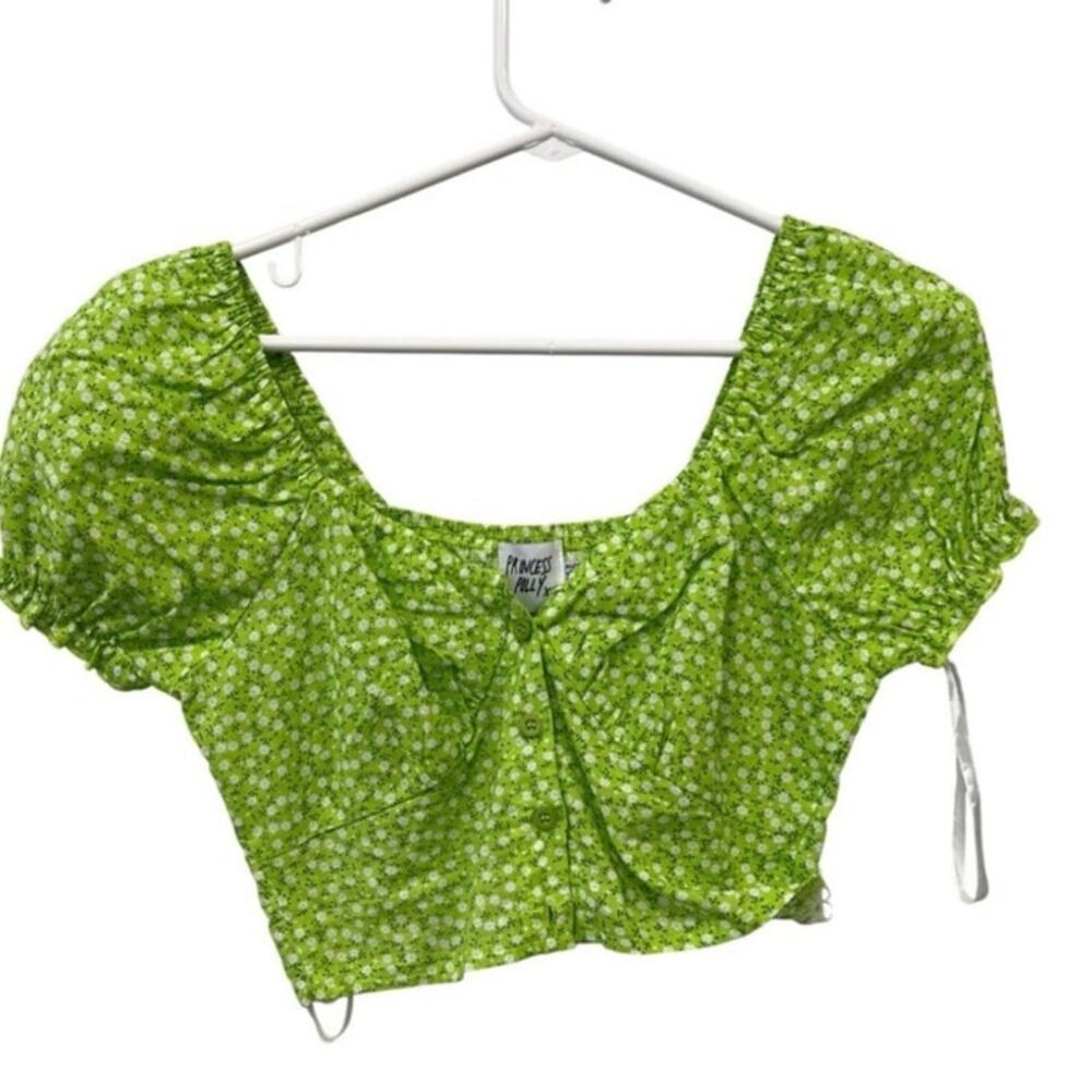 Princess Polly Laguna Crop Top Coquette Garden Fairy 4 Babydoll Green Floral